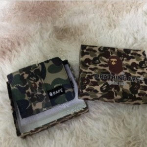 Bape Wallet Multiple Colours CAMO Green Nylon Bi-Fold Bathing Ape Head New