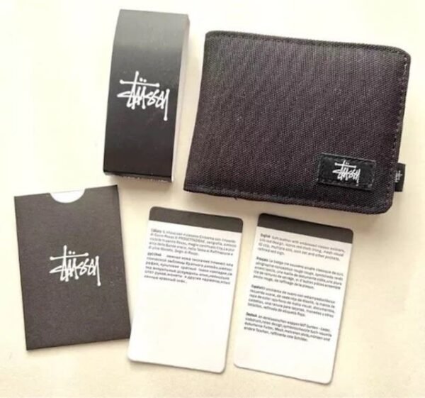 New Hot Stussy Canvas Wallet Black Vintage Style Card Wallet Gift - Image 3