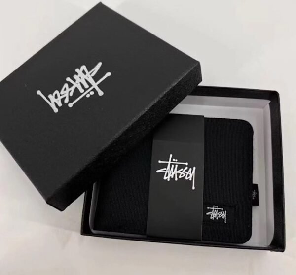 New Hot Stussy Canvas Wallet Black Vintage Style Card Wallet Gift - Image 5