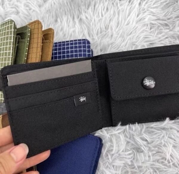 New Hot Stussy Canvas Wallet Black Vintage Style Card Wallet Gift - Image 2