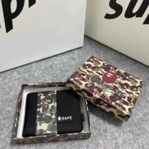 Bape Wallet Multiple Colours CAMO Black Nylon Bi-Fold Bathing Ape Head New