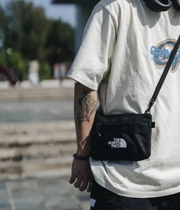 The North Face Black Camp Cross Bag White Big Logo Unisex - Image 10